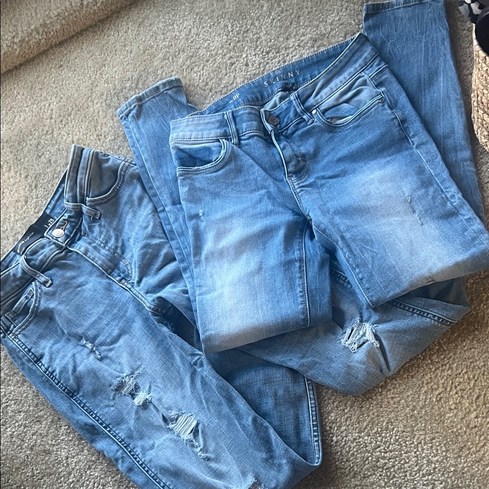 SALE!! 2 JEANS- White House Black Market + Hollister Blue Distressed Jeans